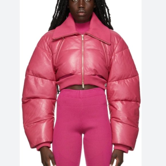 JACQUEMUS La Doudoune Pralù Cropped Puffer Jacket Pink - Picture 1 of 4